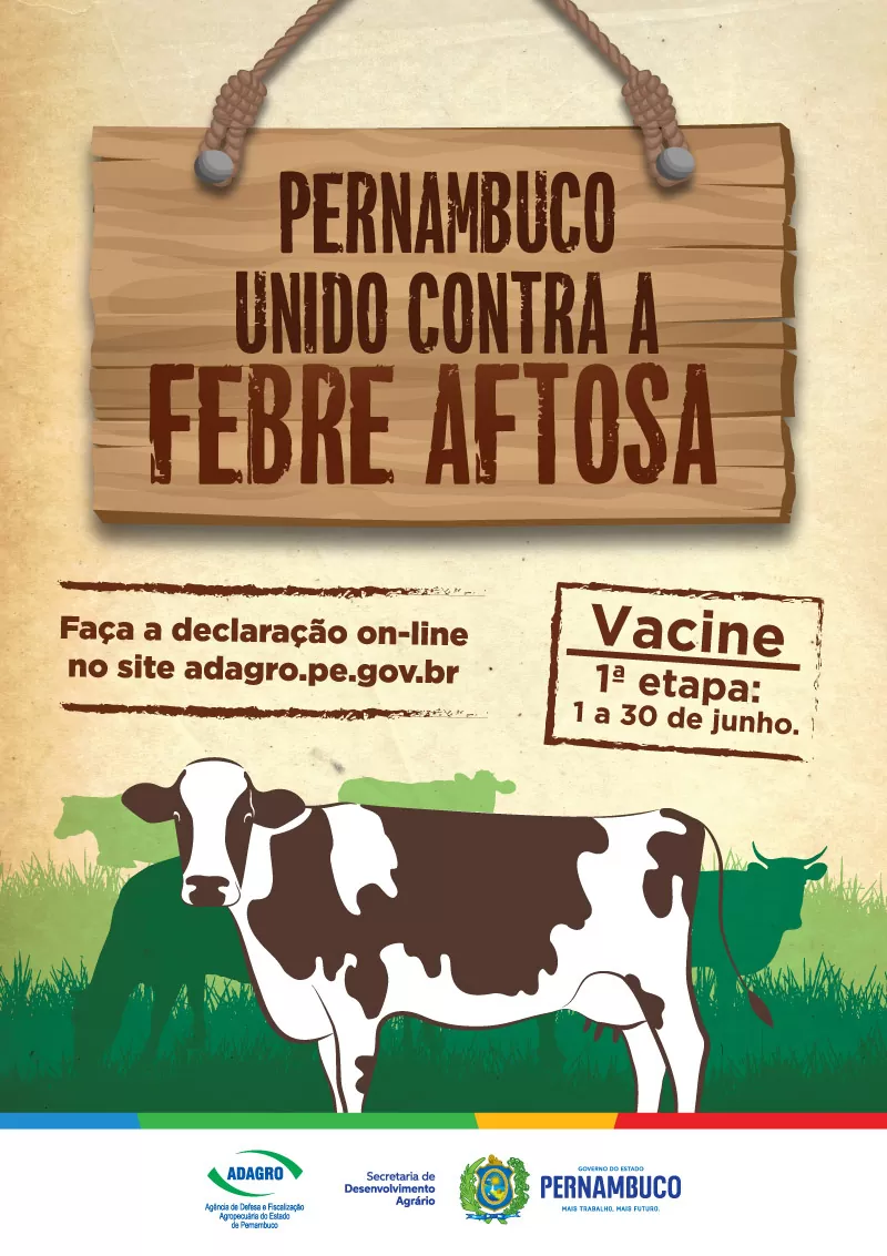 Pernambuco: Vacinação contra febre aftosa começa dia 01 de junho