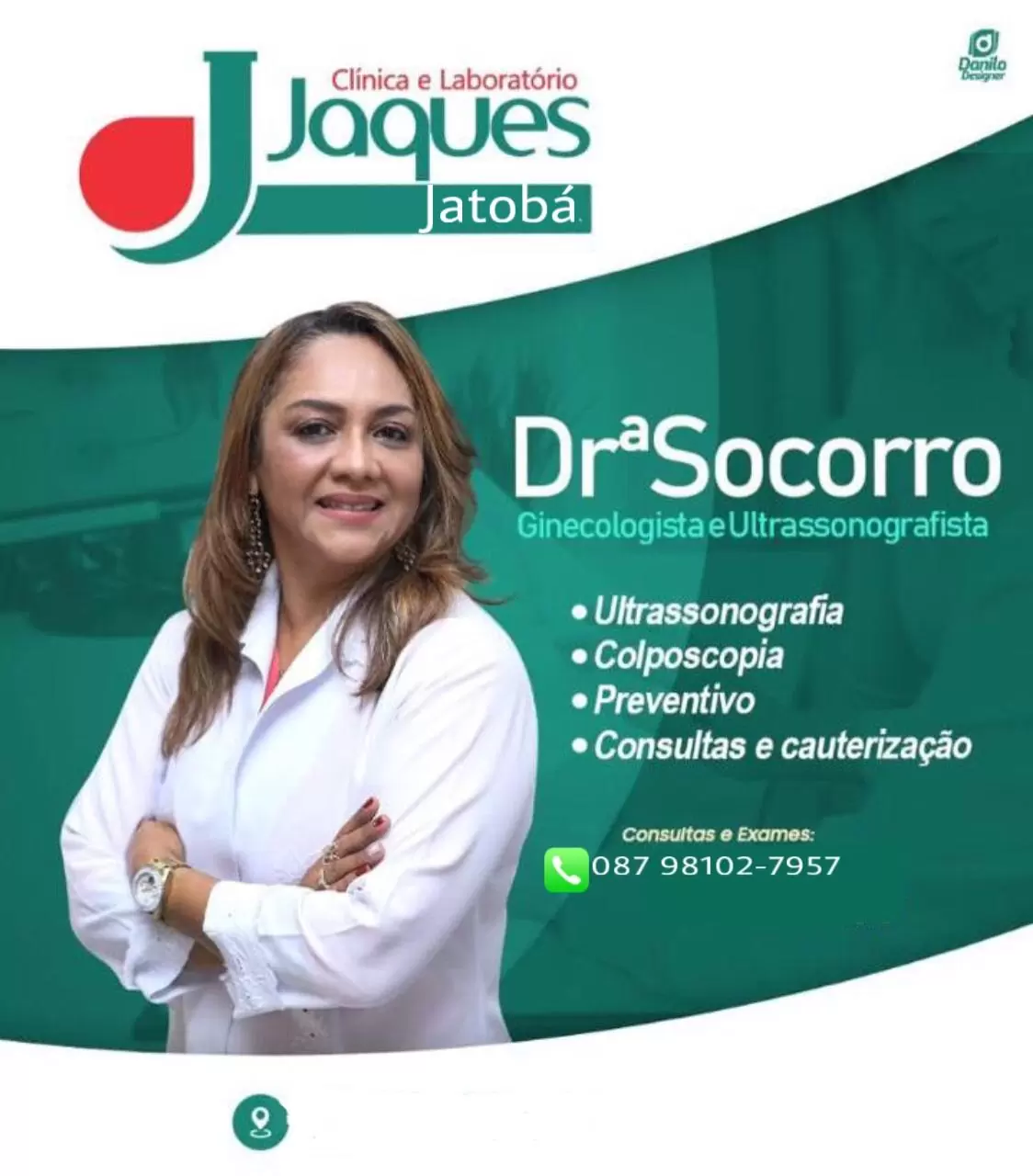 Jatobá: Drª Socorro realizará consultas em Ginecologia e Ultrassonografia quinta-feira (05/11) na Clínica e Laboratório Jaques
