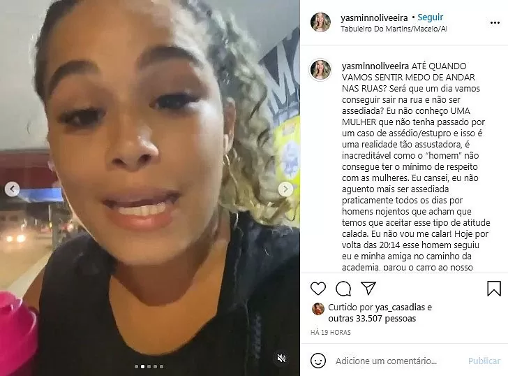 Digital influencer posta vídeo no Instagram com denúncia de assédio em Maceió; assista
