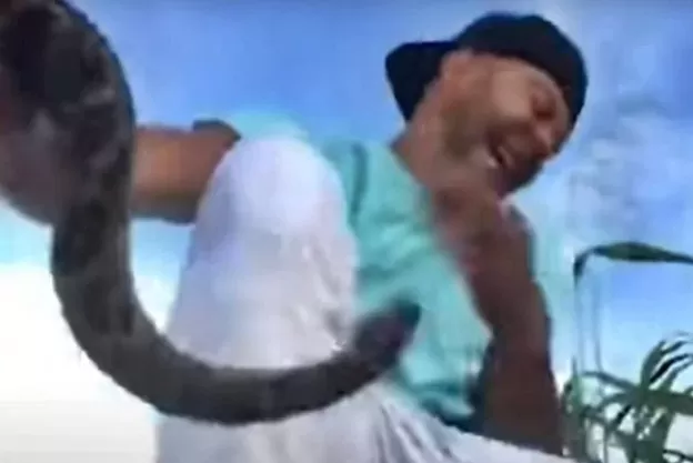 Vídeo: tratador de cobras quase tem olho arrancado por uma cobra píton