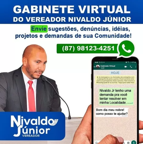 JATOBÁ: Vereador Nivaldo Júnior lança o GABINETE VIRTUAL para a participação da população em seu mandato; vídeo