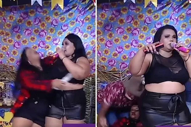 VÍDEO: Cantora desmaia durante live e amiga pede para show continuar