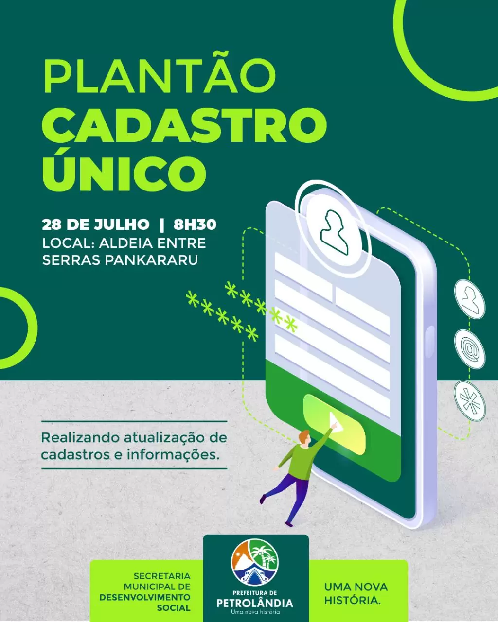 PETROLÂNDIA: Plantão Cadastro único acontece nesta quarta-feira (28) na Aldeia Entre Serras Pankararu