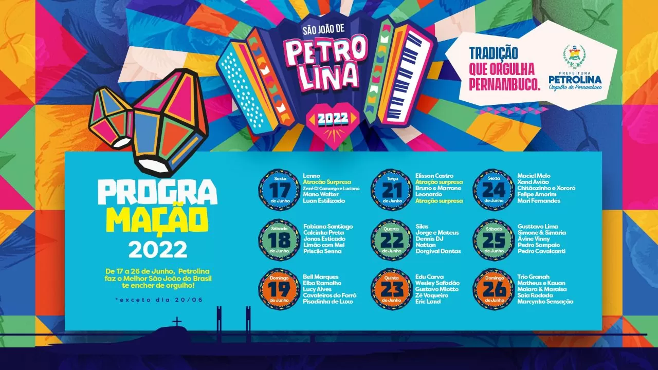 Confira a Programação Oficial do São João 2022 em Petrolina-PE
